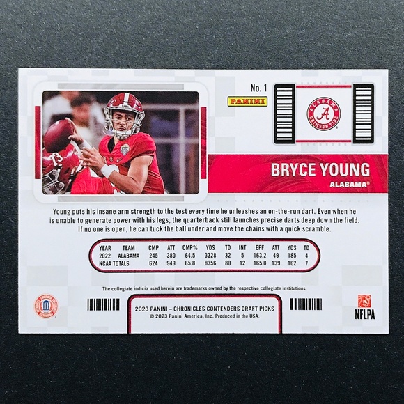 Bryce Young RC - 2023 Panini Chronicles Draft Picks Contenders College Ticket #1 - Picture 2 of 2